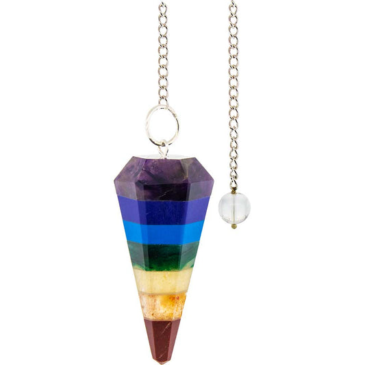 7 Chakra Stones Pendulum Hexagonal